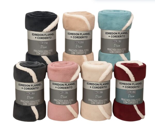 FRAZADA CORAL FLEECE C/CORD LISA 1 1/2 B25 - Imagen 2